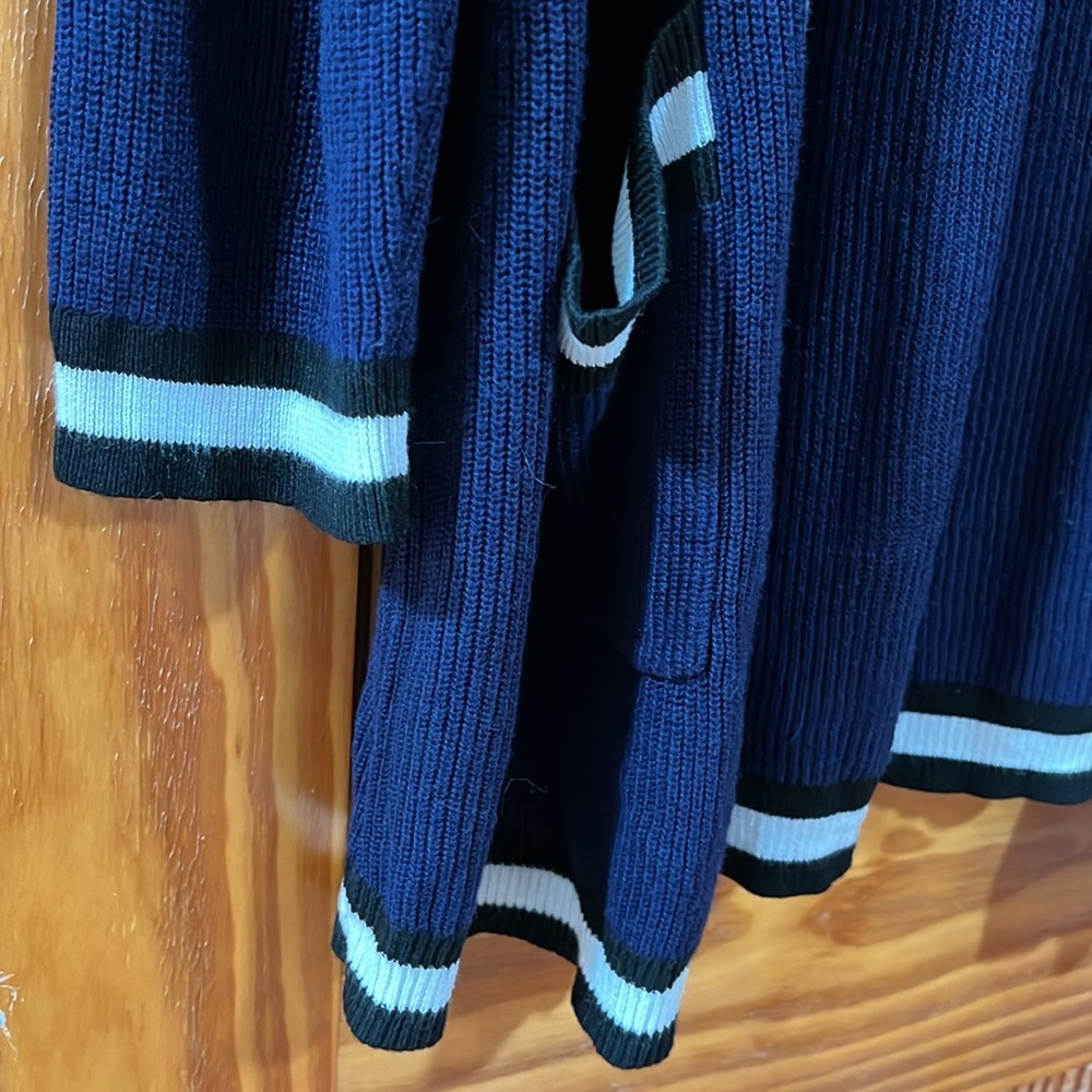 Torrid Colorblock Navy Blue Open Front Long Line Cardigan Sweater Size 3 - Picture 6 of 14
